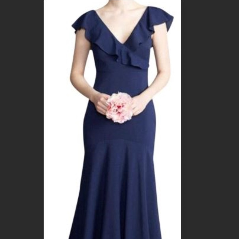 Jenny Yoo Gatsby Navy Long Formal Dress